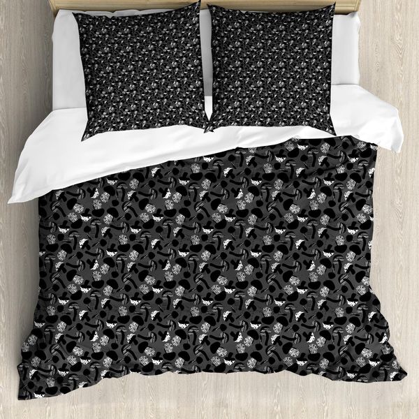 Abakuhaus Set Copripiumino Per Letti Singoli, Funghi Grunge Creativi, Antiacaro, Adatto A Chi Soffre Di Allergie, Con Federa, 200 Cm X 200 Cm - 80 X 80 Cm, Grigio Taupe-image