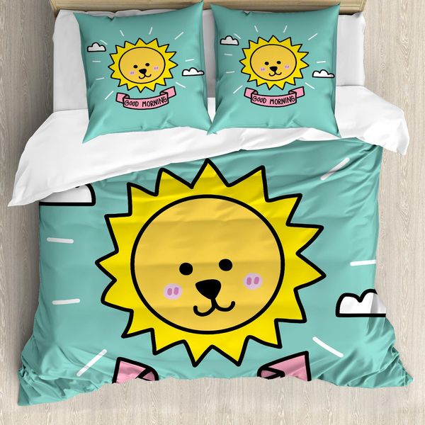 Abakuhaus Set Copripiumino Per Letto Singolo, Morgensonne, Antiacaro, Adatto A Chi Soffre Di Allergie, Con Federa, 200 Cm X 200 Cm - 80 X 80 Cm, Seafoam Senf-image