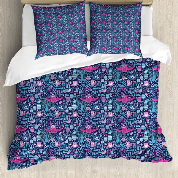Set Copripiumino Abakuhaus Per Letti Singoli, Animali E Botanica, Antiacaro, Adatto A Chi Soffre Di Allergie, Con Federa, 155 Cm X 220 Cm - 80 X 80 Cm, Multicolore-image