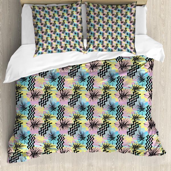 Abakuhaus Set Copripiumino Astratto Per Letti Singoli, Composizione Vivace E Originale, Antiacaro E Anallergico, Con Federa, 200 Cm X 200 Cm - 80 X 80 Cm, Multicolore-image