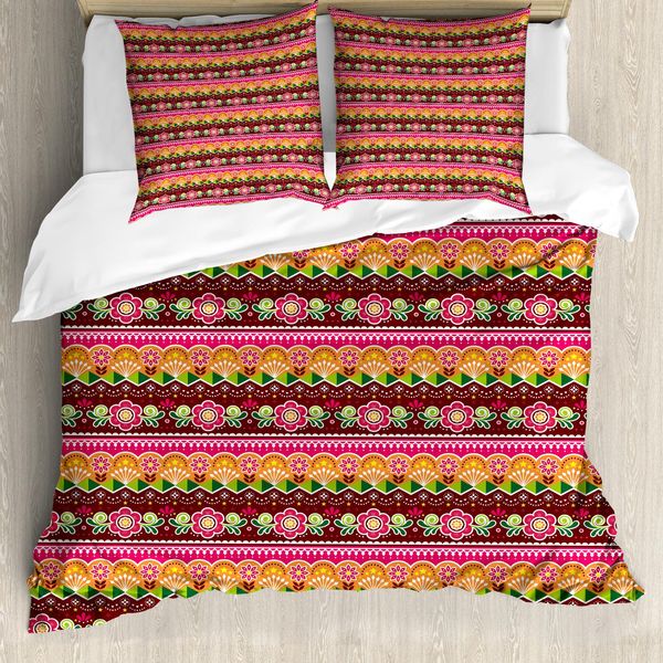 Abakuhaus Volk Set Copripiumino Per Letti Singoli, Motivo Floreale E Orientale, Antiacaro, Adatto A Chi Soffre Di Allergie, Con Federa, 155 Cm X 220 Cm - 80 X 80 Cm, Multicolore-image