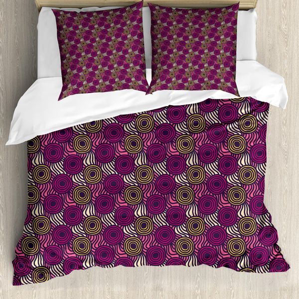 Abakuhaus Set Copripiumino Astratto Per Letti Singoli, Cerchi E Onde Doodle, Antiacaro, Adatto A Chi Soffre Di Allergie, Con Federa, 200 Cm X 200 Cm - 80 X 80 Cm, Multicolore-image