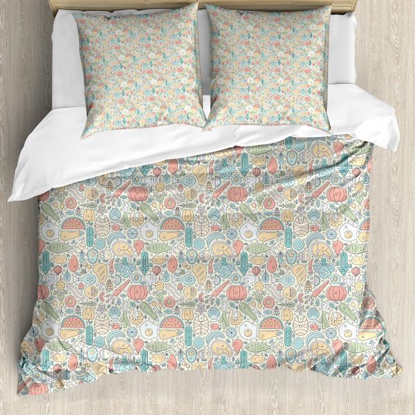 Abakuhaus Set Copripiumino Per Letti Singoli, Colori Pastello, Biologico, Antiacaro, Adatto A Chi Soffre Di Allergie, Con Federa, 200 Cm X 200 Cm - 80 X 80 Cm, Multicolore-image