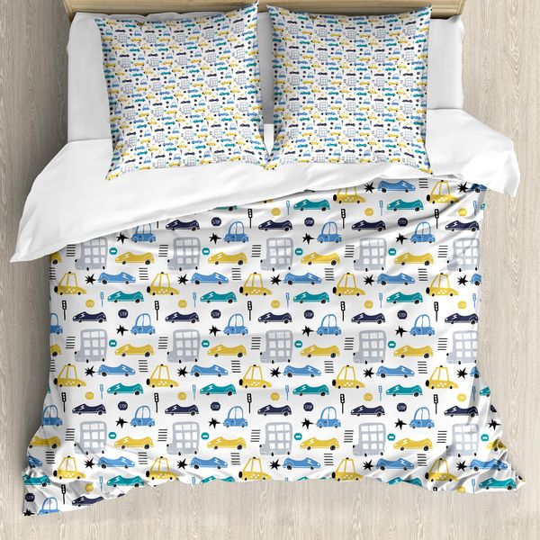 Abakuhaus Set Copripiumino Per Letti Singoli, Motivo Childish Wagen, Antiacaro, Adatto A Chi Soffre Di Allergie, Con Federa, 155 Cm X 220 Cm - 80 X 80 Cm, Multicolore-image