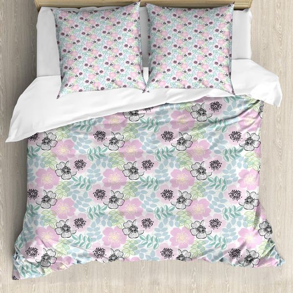 Abakuhaus Set Copripiumino Per Letto Singolo, Spring Garden Growth Essence, Antiacaro, Adatto A Chi Soffre Di Allergie, Con Federa, 155 Cm X 220 Cm - 80 X 80 Cm, Multicolore-image
