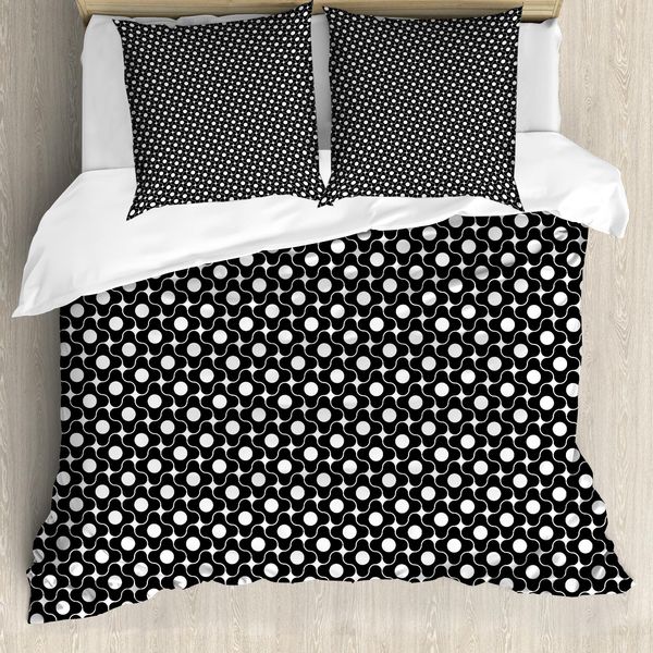 Abakuhaus Set Copripiumino Artistico Per Letti Singoli, Monocromatico E Geometrico, Antiacaro E Anallergico Con Federa, 155 Cm X 220 Cm - 80 X 80 Cm, Grigio Antracite E Bianco-image