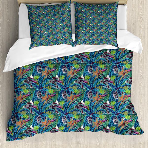 Abakuhaus Set Copripiumino Paradiesvogel Per Letti Singoli, Jungle Flourishing, Antiacaro, Adatto A Chi Soffre Di Allergie, Con Federa, 200 Cm X 200 Cm - 80 X 80 Cm, Multicolore-image