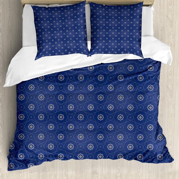 Abakuhaus Set Copripiumino Per Letti Singoli, Petali A Punta Fiori Scuri, Antiacaro, Adatto A Chi Soffre Di Allergie, Con Federa, 155 Cm X 220 Cm - 80 X 80 Cm, Lavanda Scuro Pale Sepia-image