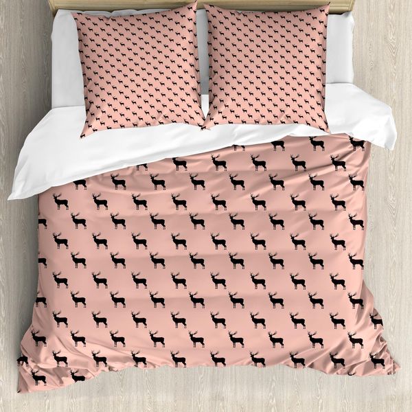 Abakuhaus Set Copripiumino Per Letti Singoli Wild, Wild Animal Hipster, Antiacaro, Adatto A Chi Soffre Di Allergie, Con Federa, 200 Cm X 200 Cm - 80 X 80 Cm, Blush And Dark Mauve-image
