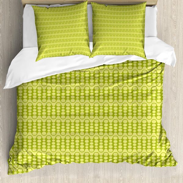 Abakuhaus Set Copripiumino Vivace Per Letti Singoli, Geometria Minimalista Verde, Antiacaro, Adatto A Chi Soffre Di Allergie, Con Federa, 200 Cm X 200 Cm - 80 X 80 Cm, Verde Avocado-image