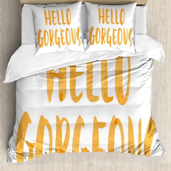 Abakuhaus Ciao Splendido Set Copripiumino Per Letti Singoli, Stile Acquerello, Antiacaro, Adatto A Chi Soffre Di Allergie, Con Federa, 200 Cm X 200 Cm - 80 X 80 Cm, Arancione Chiaro E Bianco-image