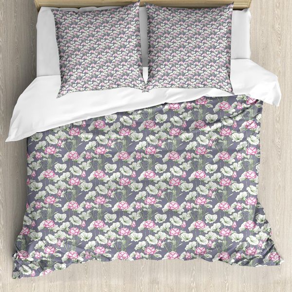 Abakuhaus Set Copripiumino Rosa Per Letti Singoli, Fiori Sbocciati, Antiacaro, Adatto A Chi Soffre Di Allergie, Con Federa, 200 Cm X 200 Cm - 80 X 80 Cm, Oliva, Verde, Rosa-image