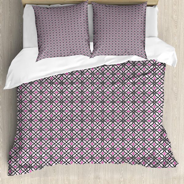 Abakuhaus Set Copripiumino Per Letto Singolo, Motivi Circolari Dai Toni Vivaci, Antiacaro E Anallergico, Con Federa, 155 Cm X 220 Cm - 80 X 80 Cm, Malva Chiaro E Rosa-image