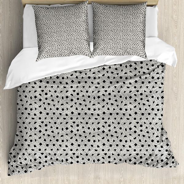 Abakuhaus Set Copripiumino Orient Per Letti Singoli, Motivi Geometrici Sparsi, Antiacaro, Adatto A Chi Soffre Di Allergie, Con Federa, 155 Cm X 220 Cm - 80 X 80 Cm, Grigio Antracite Eggshell-image