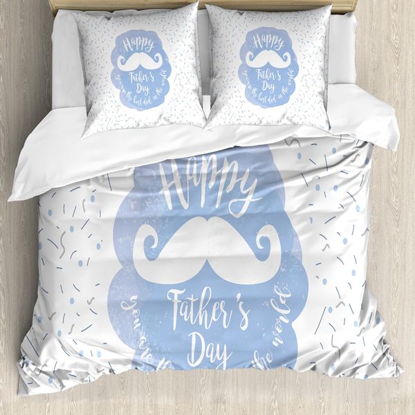 Abakuhaus Set Copripiumino Per Letto Singolo Per La Festa Del Papà, Sei Il Papà Migliore, Antiacaro, Adatto A Chi Soffre Di Allergie, Con Federa, 200 Cm X 200 Cm - 80 X 80 Cm, Blu Ceil Blau-image