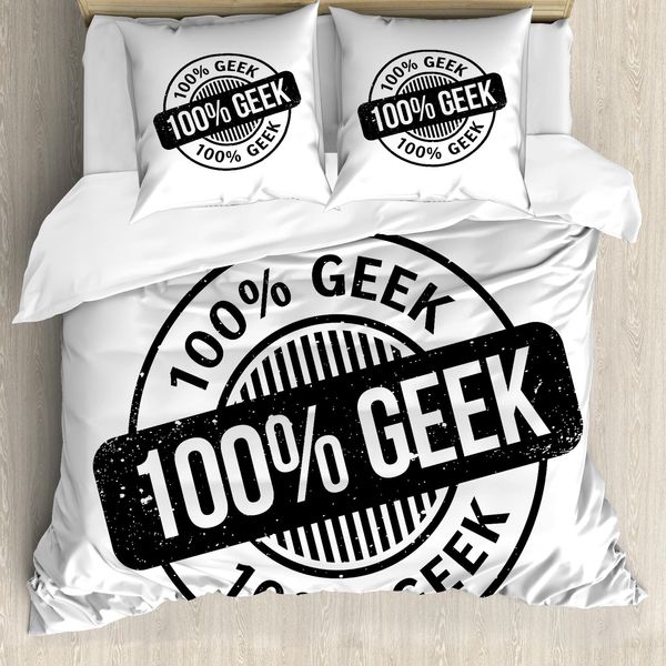 Abakuhaus Set Copripiumino Geeky Per Letti Singoli, 100% Outsider, Antiacaro, Adatto A Chi Soffre Di Allergie, Con Federa, 155 Cm X 220 Cm - 80 X 80 Cm, Grigio Antracite E Bianco-image