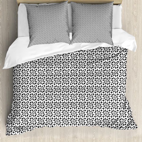 Abakuhaus Set Copripiumino Artistico Per Letti Singoli, Moderno E Stravagante, Antiacaro, Adatto A Chi Soffre Di Allergie, Con Federa, 155 Cm X 220 Cm - 80 X 80 Cm, Grigio Antracite Bianco-image