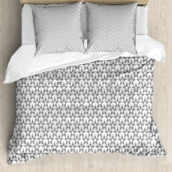 Abakuhaus Set Copripiumino Per Letti Singoli, Symmetrische Kunst Nested, Antiacaro, Adatto A Chi Soffre Di Allergie, Con Federa, 200 Cm X 200 Cm - 80 X 80 Cm, Grigio Chiaro E Bianco-image