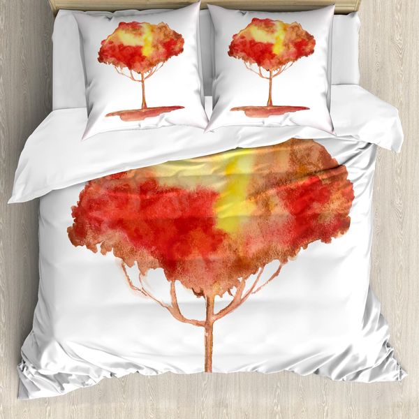 Set Copripiumino Per Letto Singolo Abakuhaus, Gradient Mystic Vignette, Antiacaro, Adatto A Chi Soffre Di Allergie, Con Federa, 155 Cm X 220 Cm - 80 X 80 Cm, Vermilion Senf-image