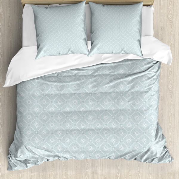 Set Copripiumino Abakuhaus Pastello Per Letti Singoli, Motivo A Spirale Effetto Moiré, Antiacaro, Adatto A Chi Soffre Di Allergie, Con Federa, 155 Cm X 220 Cm - 80 X 80 Cm, Azzurro Pallido, Grigio, Bianco-image