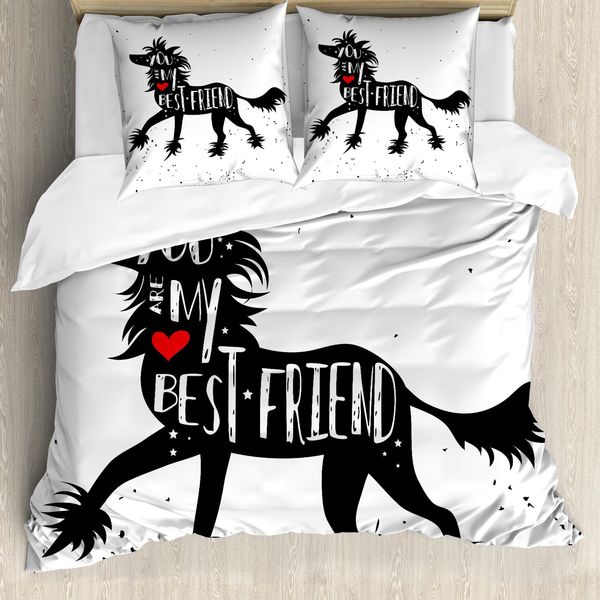 Abakuhaus Set Copripiumino Best Friend Per Letti Singoli, Pet Family Friendships, Antiacaro, Adatto A Chi Soffre Di Allergie, Con Federa, 200 Cm X 200 Cm - 80 X 80 Cm, Grigio Antracite Vermiglio-image
