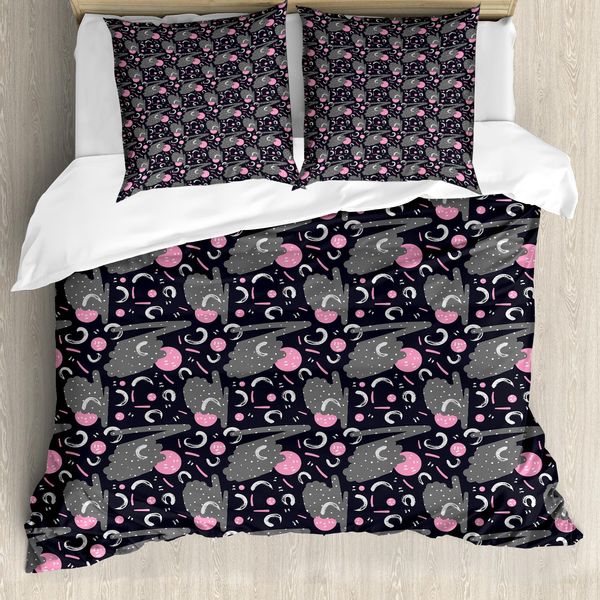 Abakuhaus Set Copripiumino Astratto Per Letti Singoli, Strokes Punti E Cerchi, Antiacaro, Adatto A Chi Soffre Di Allergie, Con Federa, 200 Cm X 200 Cm - 80 X 80 Cm, Grigio Chiaro-image