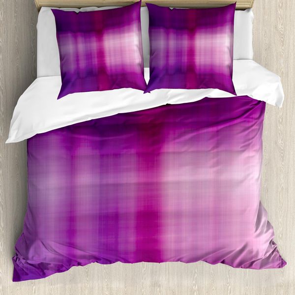 Abakuhaus Set Copripiumino Artistico Astratto Per Letti Singoli, Modern Blur, Antiacaro, Adatto A Chi Soffre Di Allergie, Con Federa, 200 Cm X 200 Cm - 80 X 80 Cm, Viola Scuro Magenta-image