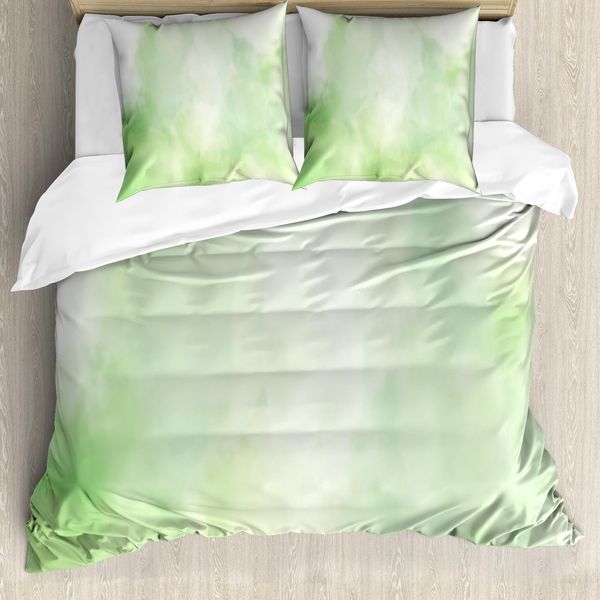 Abakuhaus Set Copripiumino Artistico Astratto Per Letti Singoli, Verde Fumo, Antiacaro, Adatto A Chi Soffre Di Allergie, Con Federa, 155 Cm X 220 Cm - 80 X 80 Cm, Verde Verde-image