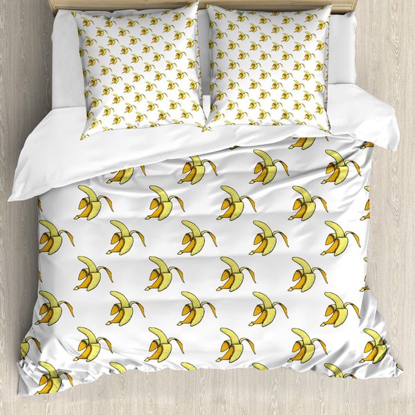 Abakuhaus Set Copripiumino Per Letto Singolo, Frutta Vintage Sbucciata A Pois, Antiacaro, Adatto A Chi Soffre Di Allergie, Con Federa, 200 Cm X 200 Cm - 80 X 80 Cm, Giallo Arancione-image