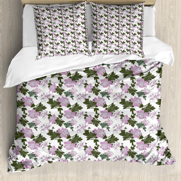 Abakuhaus Set Copripiumino Per Letto Singolo, Tonalità Viola Con Motivi Floreali, Antiacaro E Anallergico, Con Federa, 200 Cm X 200 Cm - 80 X 80 Cm, Rosa Ardesia Marrone-image