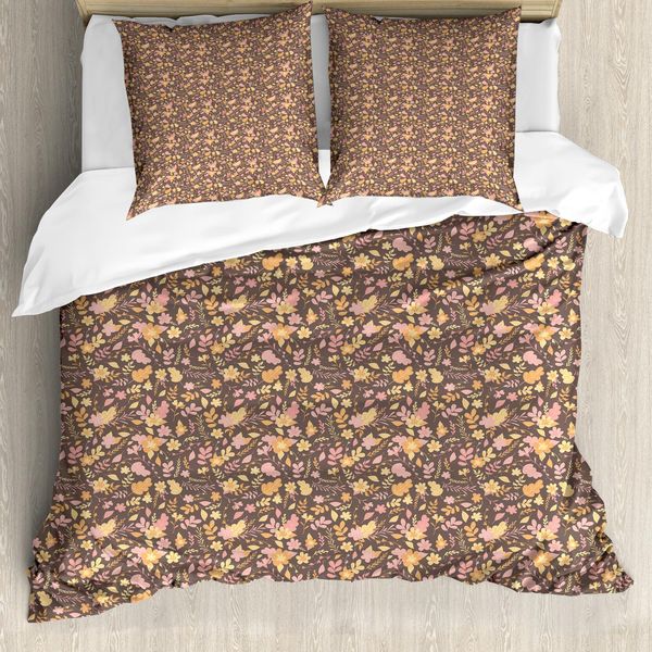 Abakuhaus Set Copripiumino Botanico Per Letti Singoli, Motivi Floreali Pastello, Antiacaro, Adatto A Chi Soffre Di Allergie, Con Federa, 155 Cm X 220 Cm - 80 X 80 Cm, Multicolore-image