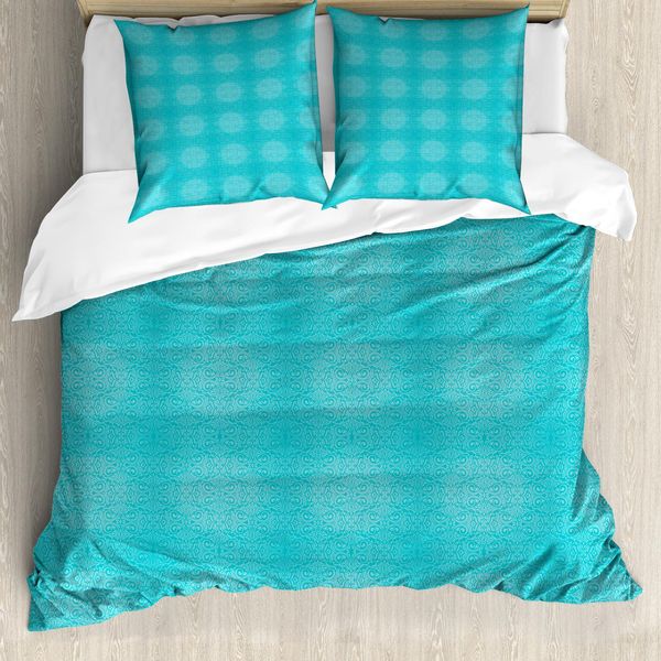 Set Copripiumino Abakuhaus Aqua-Damast Per Letti Singoli, Motivi Floreali Intensi, Antiacaro, Adatto A Chi Soffre Di Allergie, Con Federa, 200 Cm X 200 Cm - 80 X 80 Cm, Deep Sky Blue Azzurro Cielo-image