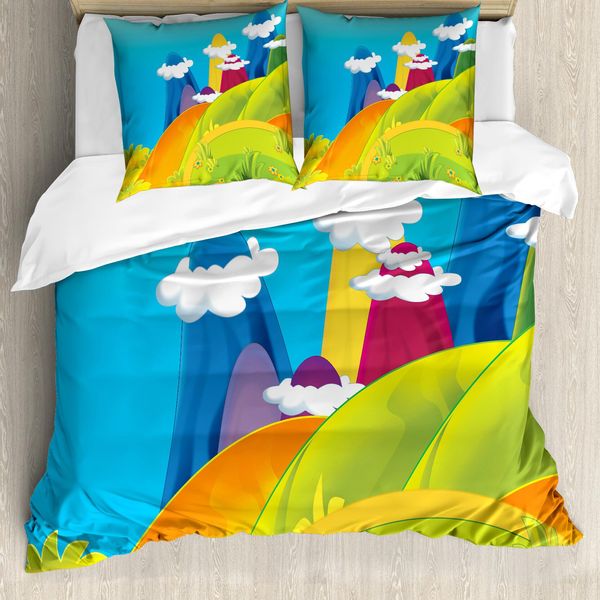 Abakuhaus Set Copripiumino In Colore Naturale Per Letti Singoli, Dreamy Berge, Antiacaro E Anallergico Con Federa, 200 Cm X 200 Cm - 80 X 80 Cm, Multicolore-image