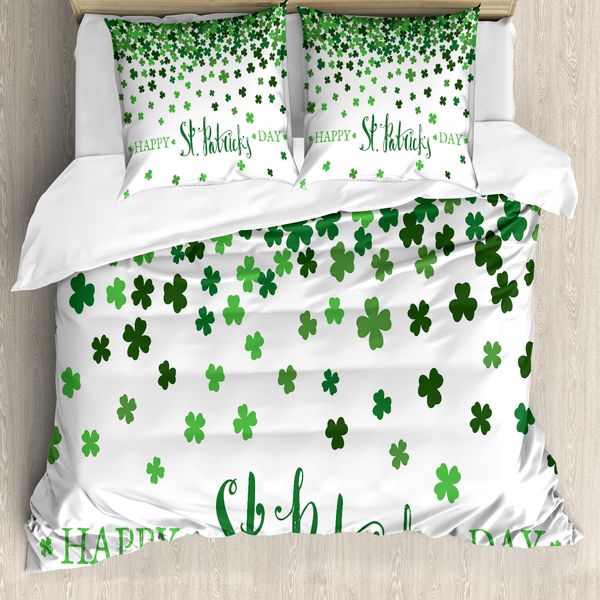 Abakuhaus Set Copripiumino A Trifoglio Per Letti Singoli, Trifoglio Di San Patrizio, Antiacaro, Adatto A Chi Soffre Di Allergie, Con Federa, 155 Cm X 220 Cm - 80 X 80 Cm, Verde Smeraldo-Felce-image