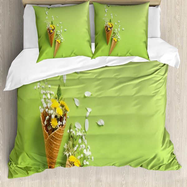 Abakuhaus Set Copripiumino Naturale Per Letti Singoli, Fiori A Coni, Antiacaro, Adatto A Chi Soffre Di Allergie, Con Federa, 200 Cm X 200 Cm - 80 X 80 Cm, Rosa Multicolore-image