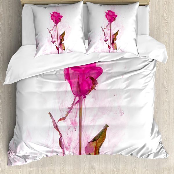 Abakuhaus Set Copripiumino Vintage Rosa Per Letti Singoli, Romantico, Antiacaro, Adatto A Chi Soffre Di Allergie, Con Federa, 155 Cm X 220 Cm - 80 X 80 Cm, Rosa Scuro Kaki-image