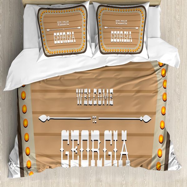 Abakuhaus Georgia Set Copripiumino Per Letti Singoli, Scritta Vintage Su Sigh, Antiacaro, Adatto A Chi Soffre Di Allergie, Con Federa, 200 Cm X 200 Cm - 80 X 80 Cm, Camel Marigold-image