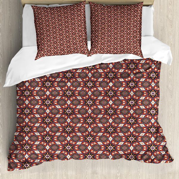 Abakuhaus Set Copripiumino Antico Orientale Per Letti Singoli, Motivi Floreali Etnici, Antiacaro, Adatto A Chi Soffre Di Allergie, Con Federa, 200 Cm X 200 Cm - 80 X 80 Cm, Blu Rubino Scuro-image