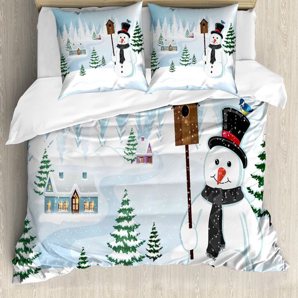 Abakuhaus Set Copripiumino Per Letti Singoli, Frosty HäLt Nest Grafica, Antiacaro, Adatto A Chi Soffre Di Allergie, Con Federa, 155 Cm X 220 Cm - 80 X 80 Cm, Sky Blue Smaragd-image