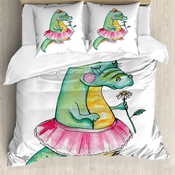 Abakuhaus Set Copripiumino Per Letto Singolo, Stile Acquerello Femminile, Antiacaro, Adatto A Chi Soffre Di Allergie, Con Federa, 200 Cm X 200 Cm - 80 X 80 Cm, Multicolore-image