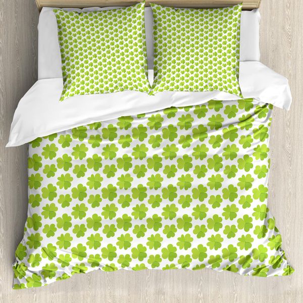 Abakuhaus Set Copripiumino A Quadrifoglio Per Letti Singoli, Motivo Luck, Antiacaro, Adatto A Chi Soffre Di Allergie, Con Federa, 200 Cm X 200 Cm - 80 X 80 Cm, Verde Mela Verde Linda-image