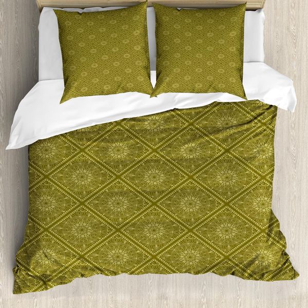 Abakuhaus Set Copripiumino Antico Orientale Per Letti Singoli, Tonalità Naturali, Antiacaro, Adatto A Chi Soffre Di Allergie, Con Federa, 155 Cm X 220 Cm - 80 X 80 Cm, Fawn Khaki-image