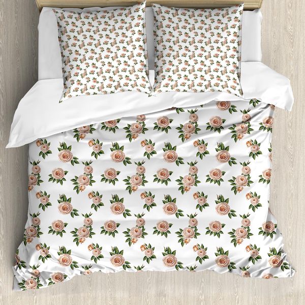 Abakuhaus Set Copripiumino Vintage Rose Per Letti Singoli, Motivo Floreale Ripetitivo, Antiacaro E Anallergico, Con Federa, 155 Cm X 220 Cm - 80 X 80 Cm, Multicolore-image
