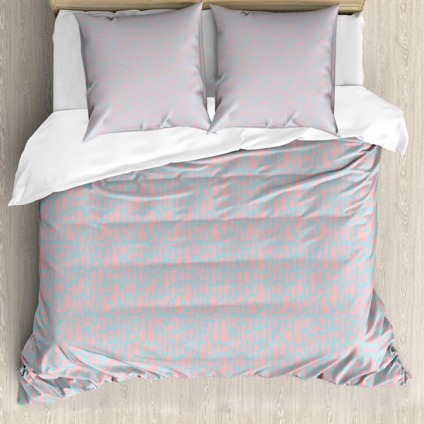 Abakuhaus Set Copripiumino Blu E Rosa Per Letti Singoli, Rettangoli Deformati, Antiacaro, Adatto A Chi Soffre Di Allergie, Con Federa, 200 Cm X 200 Cm - 80 X 80 Cm, Rosa Chiaro E Azzurro-image