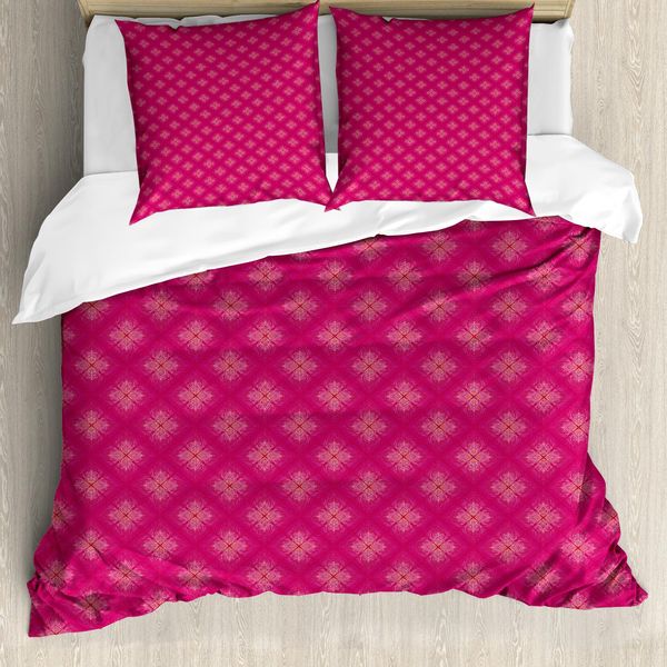 Abakuhaus Set Copripiumino Antico Orientale Per Letti Singoli, Motivo Warm Vivid, Antiacaro, Adatto A Chi Soffre Di Allergie, Con Federa, 155 Cm X 220 Cm - 80 X 80 Cm, Rosa E Magenta-image