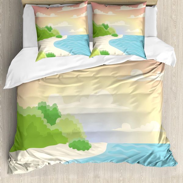 Abakuhaus Set Copripiumino Grafico Per Letti Singoli, Ocean Bay Baum Himmel, Antiacaro, Adatto A Chi Soffre Di Allergie, Con Federa, 200 Cm X 200 Cm - 80 X 80 Cm, Multicolore-image