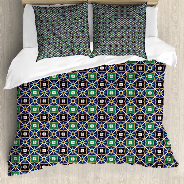 Abakuhaus Set Copripiumino Antico Orientale Per Letti Singoli, Petali Luminosi, Antiacaro, Adatto A Chi Soffre Di Allergie, Con Federa, 155 Cm X 220 Cm - 80 X 80 Cm, Multicolore-image