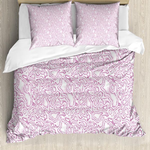 Abakuhaus Set Copripiumino Con Stampa Serpente Per Letti Singoli, Wild Animal Girly, Antiacaro, Adatto A Chi Soffre Di Allergie, Con Federa, 155 Cm X 220 Cm - 80 X 80 Cm, Viola Scuro Magenta-image