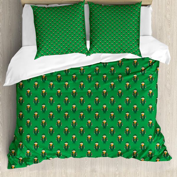 Abakuhaus Set Copripiumino Per Letto Singolo Elf, Chunky Irish Mann Con Tubo, Antiacaro, Adatto A Chi Soffre Di Allergie, Con Federa, 200 Cm X 200 Cm - 80 X 80 Cm, Verde Senape Chiaro-image