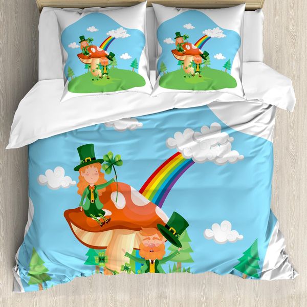 Abakuhaus Set Copripiumino Per Letto Singolo, St Patrick's Day Happy, Antiacaro, Adatto A Chi Soffre Di Allergie, Con Federa, 155 Cm X 220 Cm - 80 X 80 Cm, Pale Sky Blue Multicolor-image